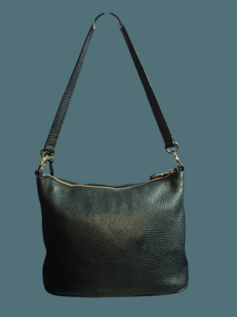 Michael Kors Rhea Black Pebbled Leather Shoulder Bag